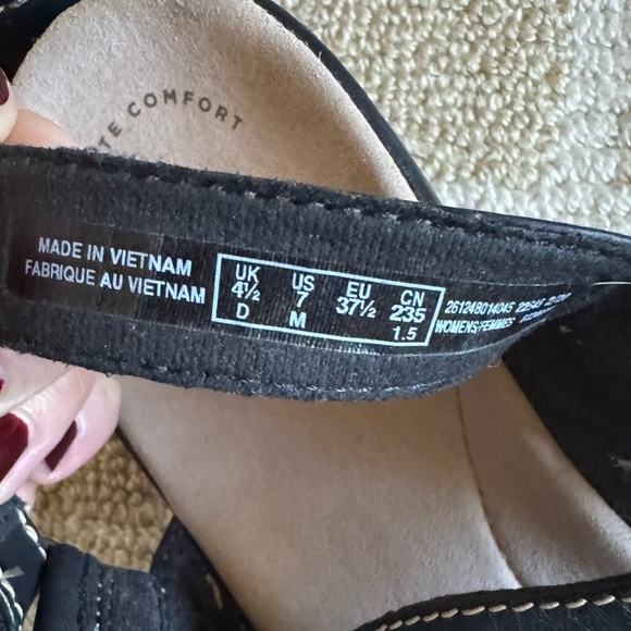 Clarks Collection Leather Comfort Sandals Brown Stitch Slingback Shoes Size 7 - Picture 3 of 9